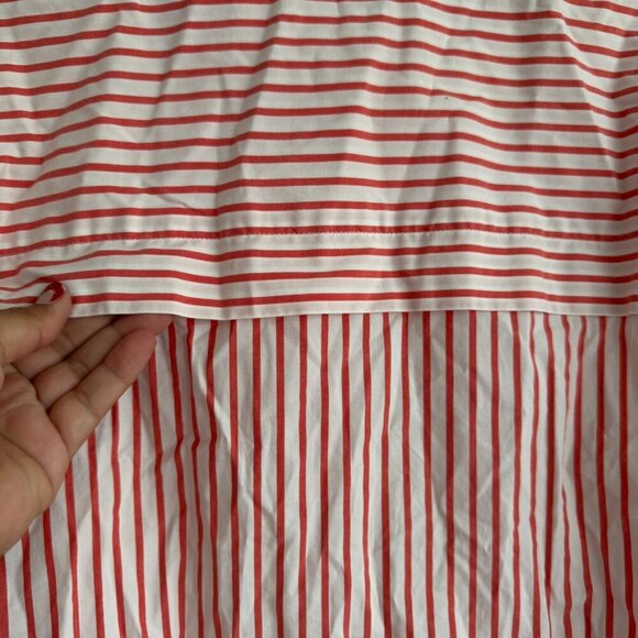 Esprit Red and White  Striped High Low Cotton Blend Button Up Women's Size Small - Picture 5 of 10